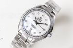 Perfect Replica Omega Seamaster Stainless Steel Diamond Bezel White Dial 34mm Women's Watch